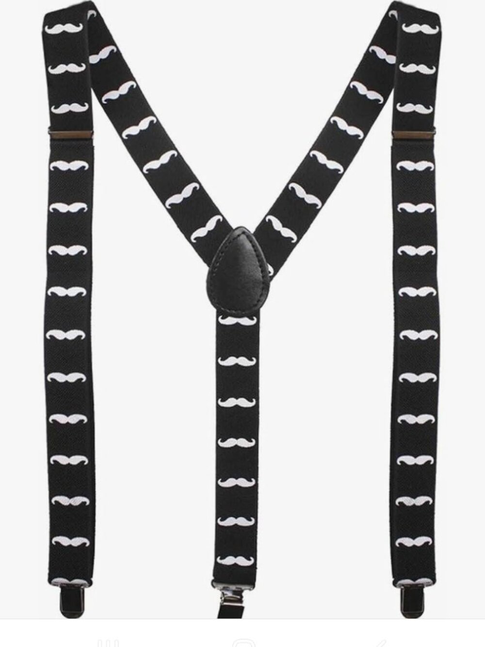 ADULT Y-BACK SUSPENDERS ADJUSTABLE-BLACK/WHITE ''MUSTACHE"UNISEX- 1 ''STRAP